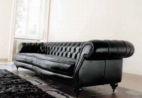 ספה  קפיטונאז'  דגם מפואר מרופד ב עור